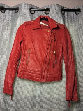 Boston Proper Red Faux Leather Jacket